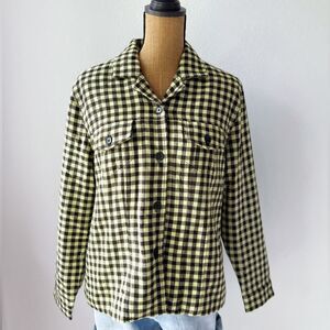 90s Christopher & Banks Checkered Plaid Button Up Lined Shacket